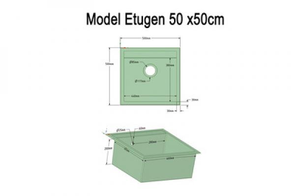 Granitspüle Etugen - 50x50cm Grau (B-Ware)