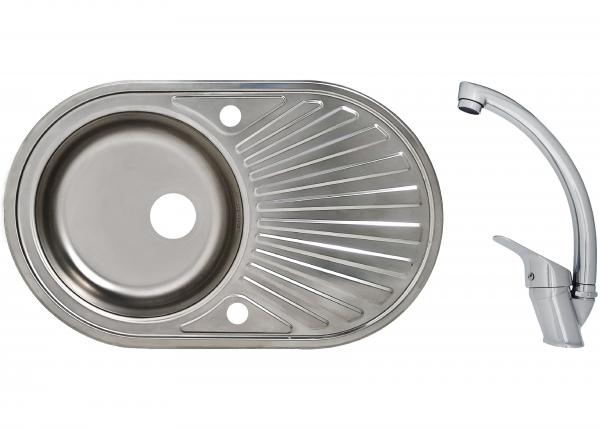 Keton Edelstahl Einbauspüle 78 x 48 cm Oval & Mega Armatur